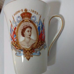 1953 Queen Elizabeth II Coronation TAYLOR & KENT Bone China Royalty Tall Cup 4"